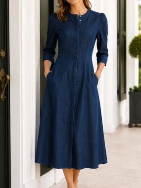 Tuckernuck Catherine Denim Midi Dress Large